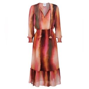 Misa Los Angeles Poppy Ombre Long Sleeve Midi Dress | Size S